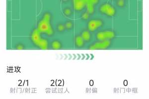 谢尔基本场数据：1粒进球，2射1正，1次关键传球，2次过人